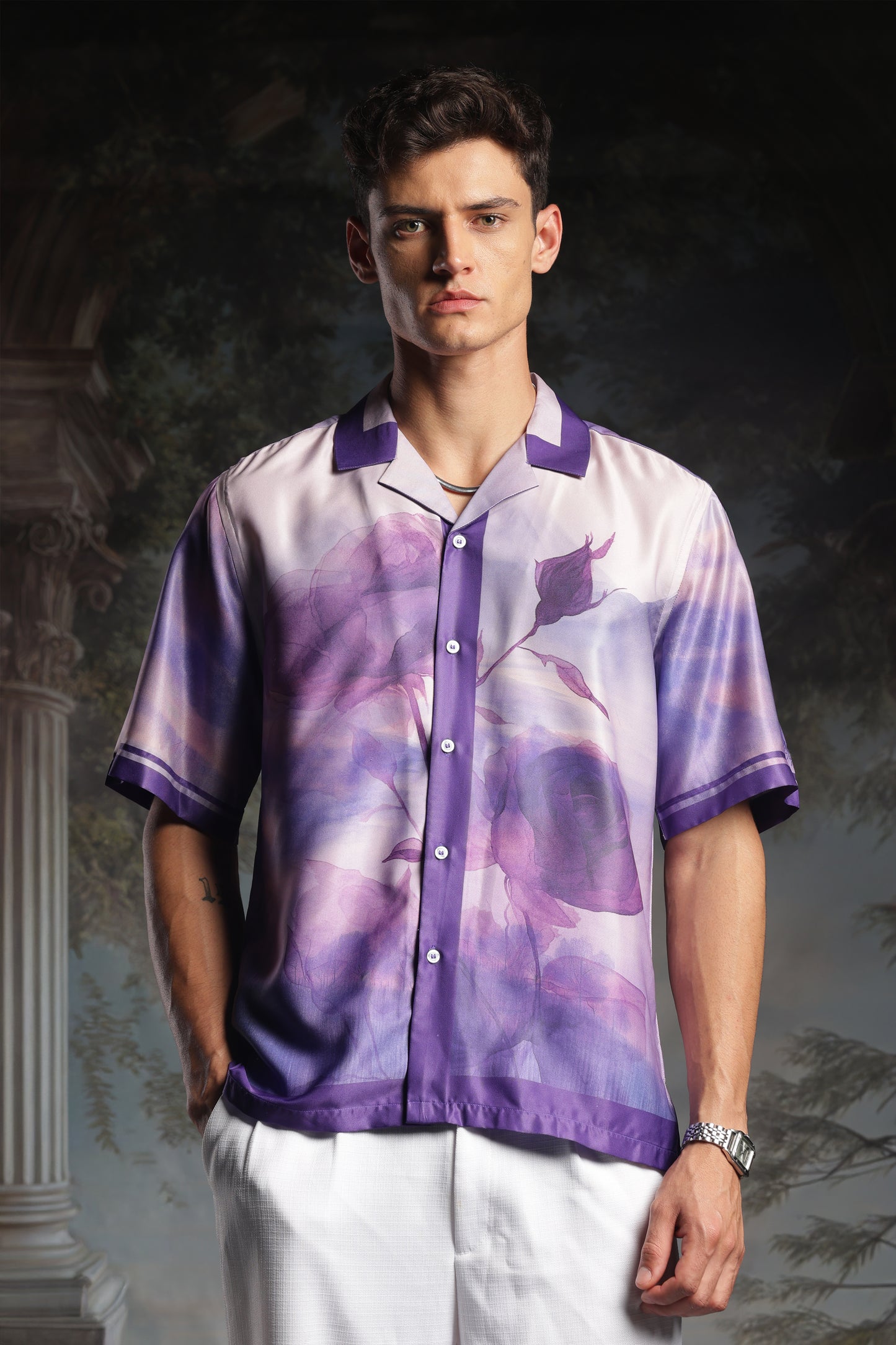 Rare Purple Roselette | Half Sleeve Shirt