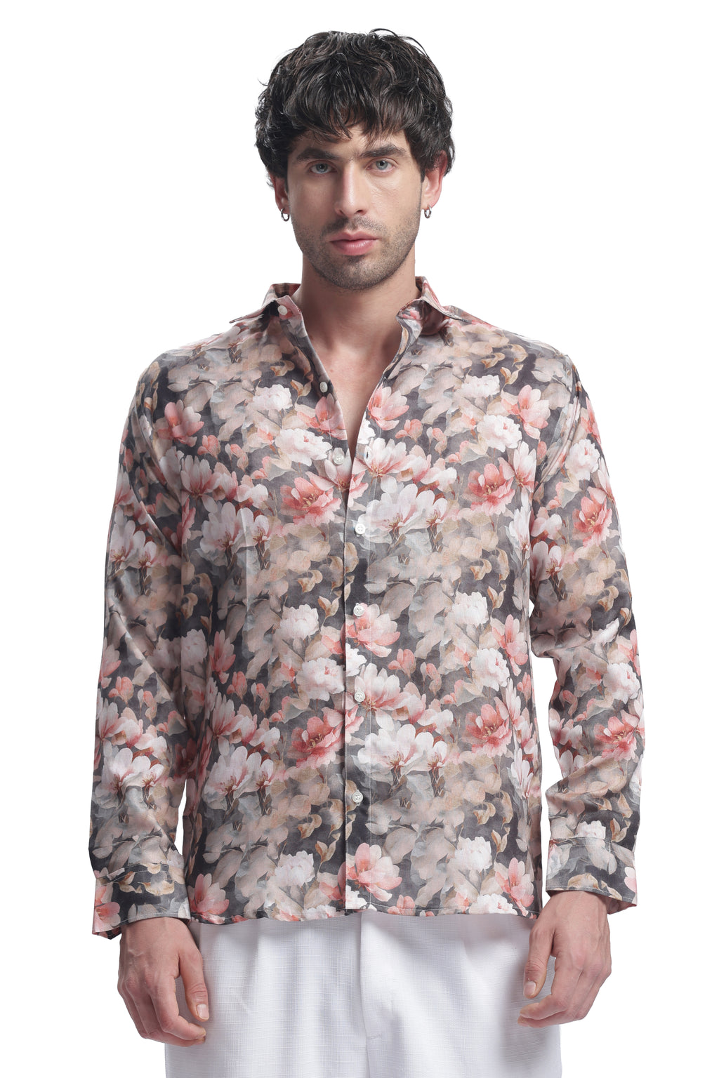 Monet Grey Rose Floral Print Shirt – I’M HERE — inspired by Claude Monet