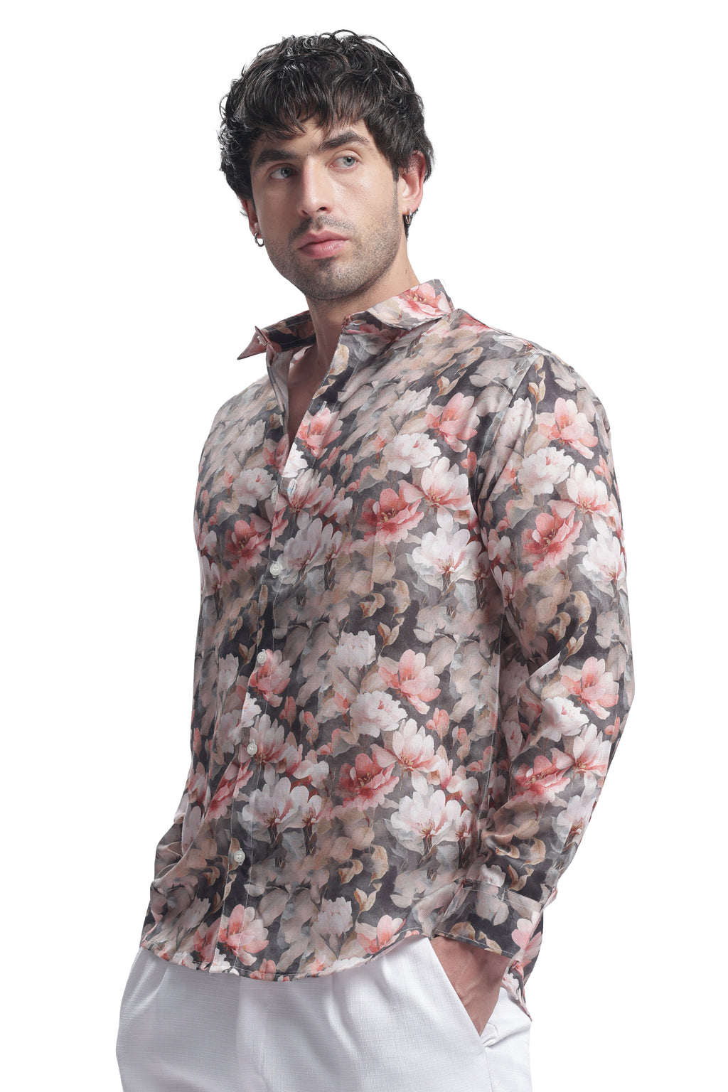 Monet Grey Rose Floral Print Shirt – I’M HERE — inspired by Claude Monet
