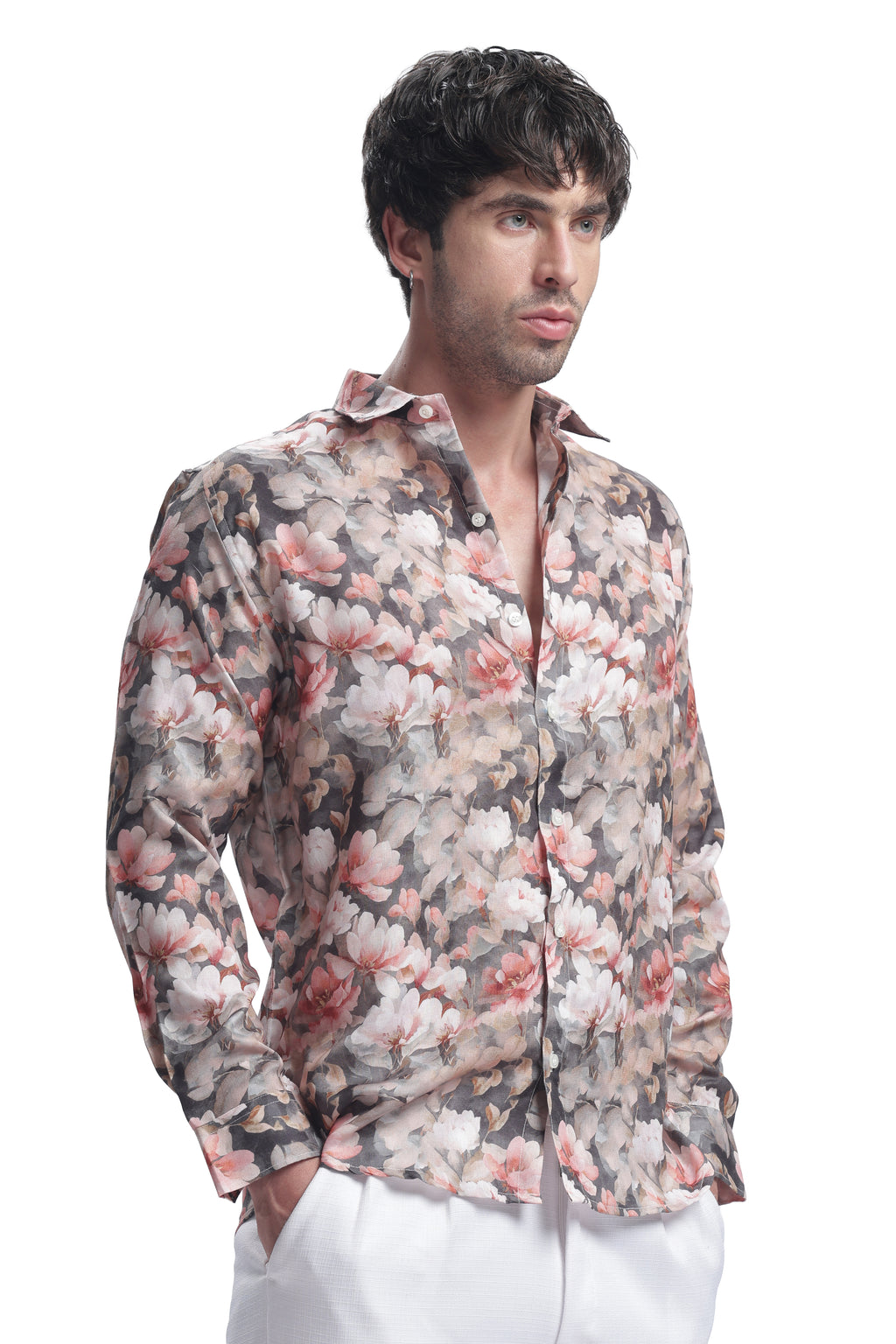 Monet Grey Rose Floral Print Shirt – I’M HERE — inspired by Claude Monet