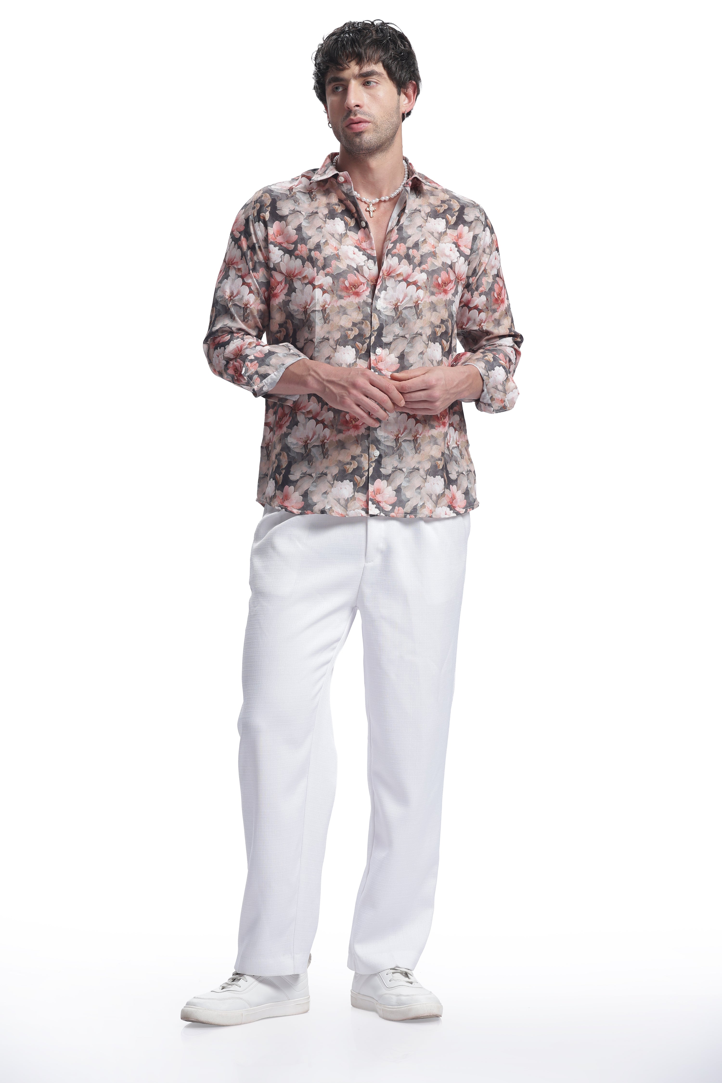 Monet Grey Rose Floral Print Shirt – I’M HERE — inspired by Claude Monet