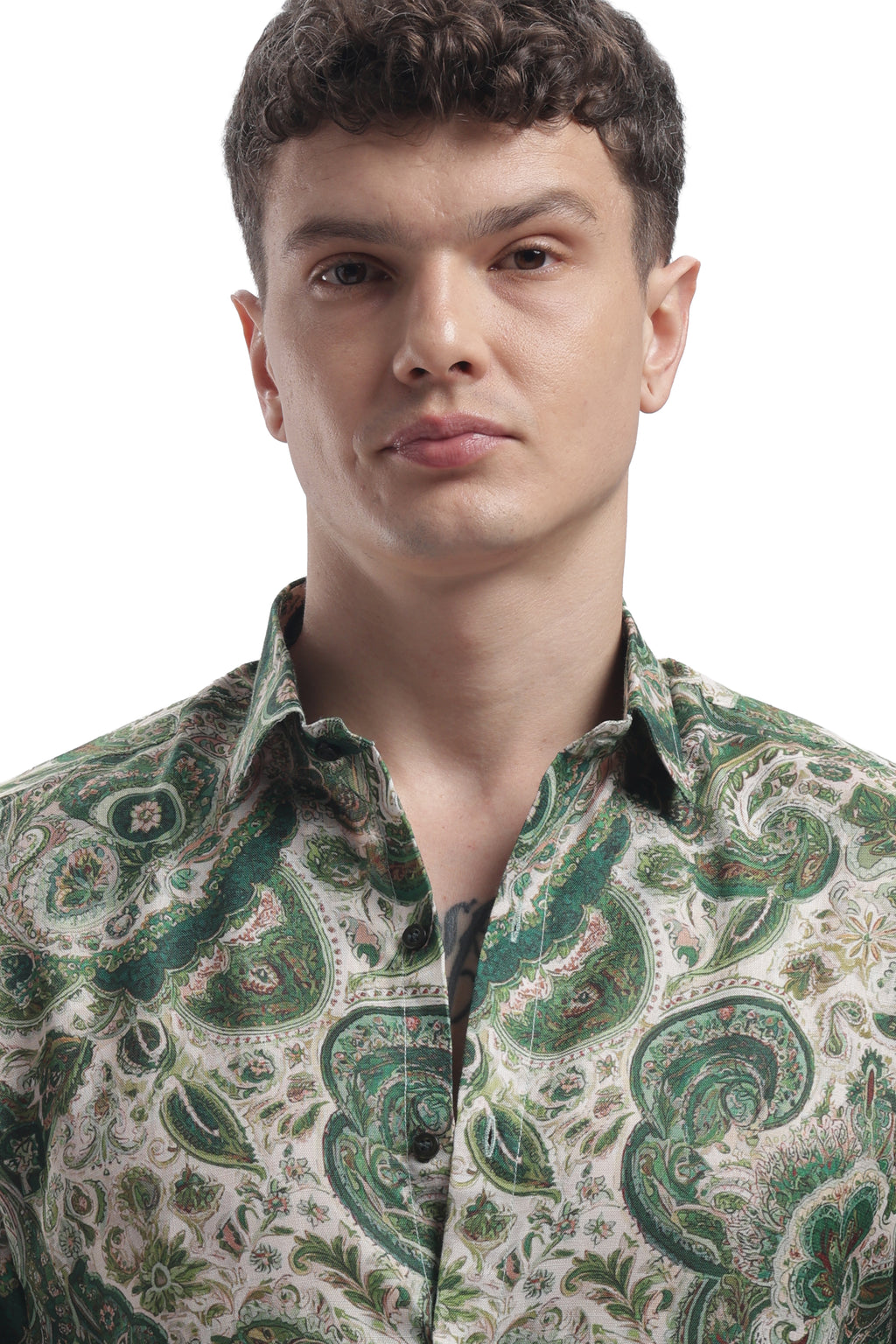 I'MHERE Essentials Moss Green Paisley full sleeve shirt