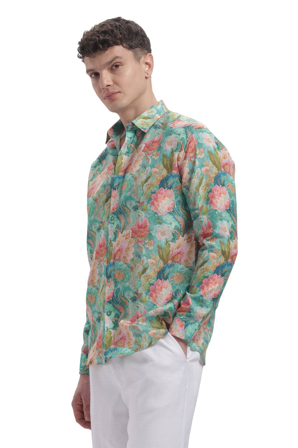 I'MHERE Essentials Pastel Green & Peach full sleeve shirt