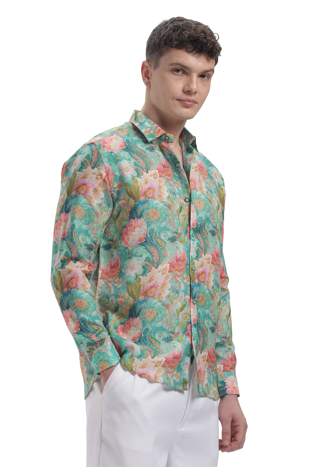 I'MHERE Essentials Pastel Green & Peach full sleeve shirt