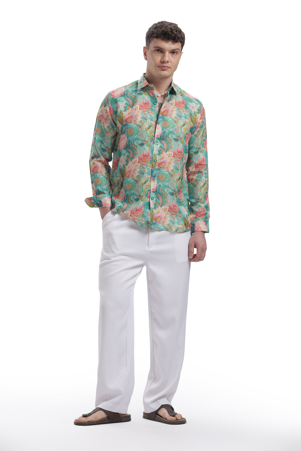 I'MHERE Essentials Pastel Green & Peach full sleeve shirt