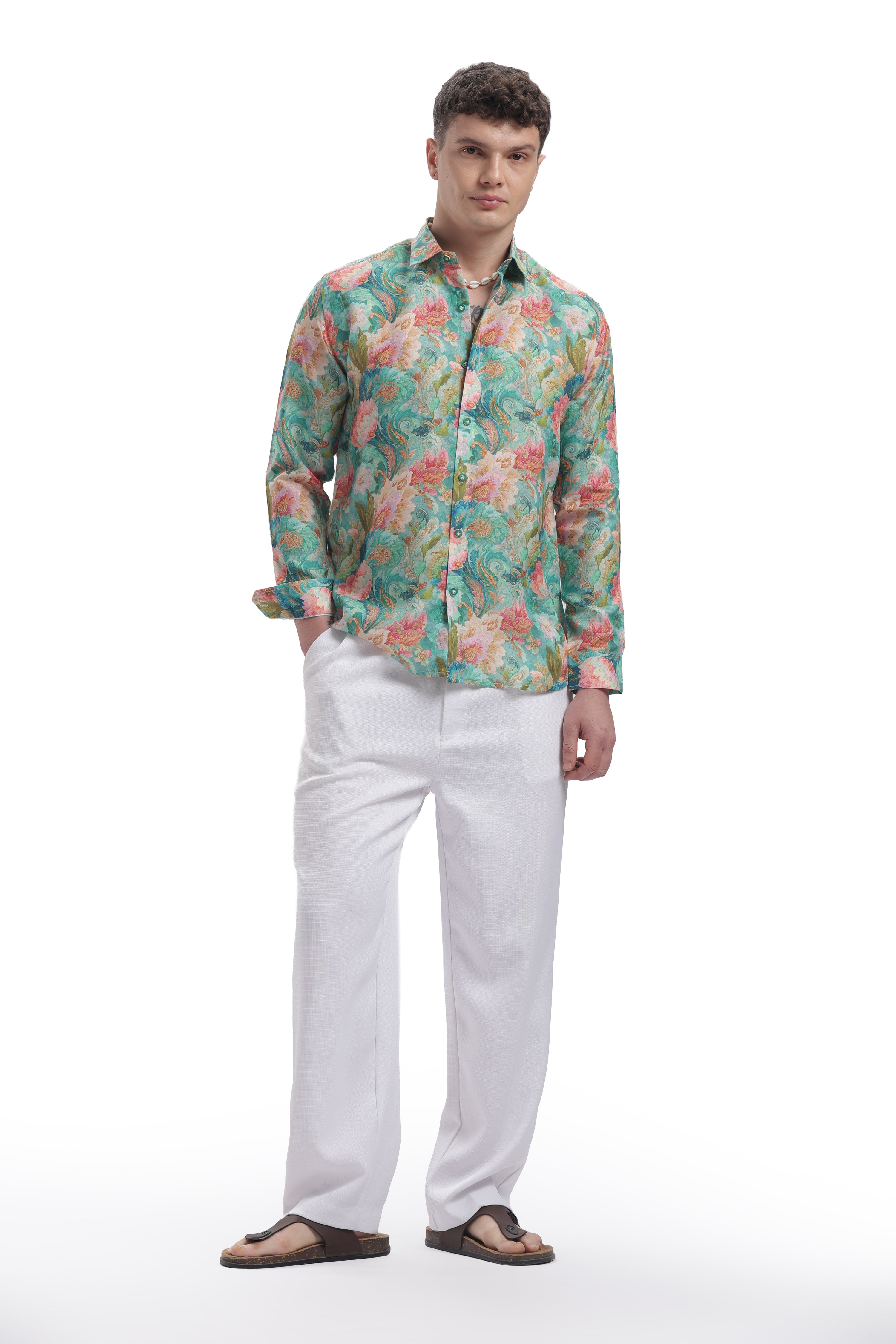 I'MHERE Essentials Pastel Green & Peach full sleeve shirt