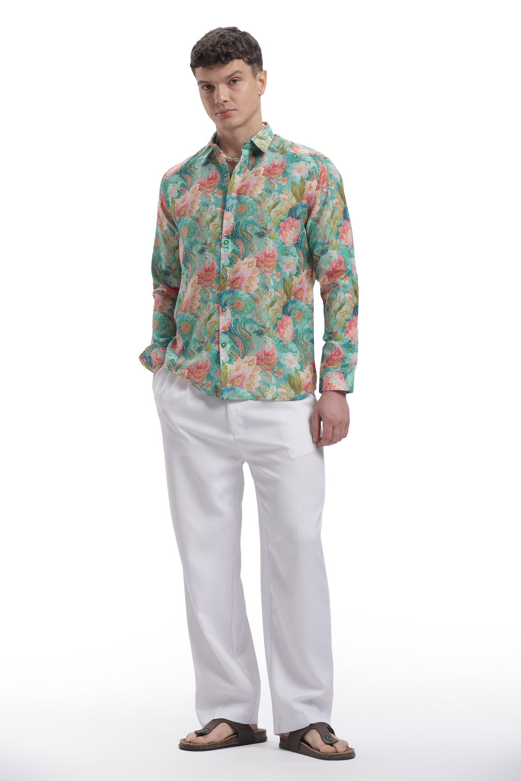 I'MHERE Essentials Pastel Green & Peach full sleeve shirt