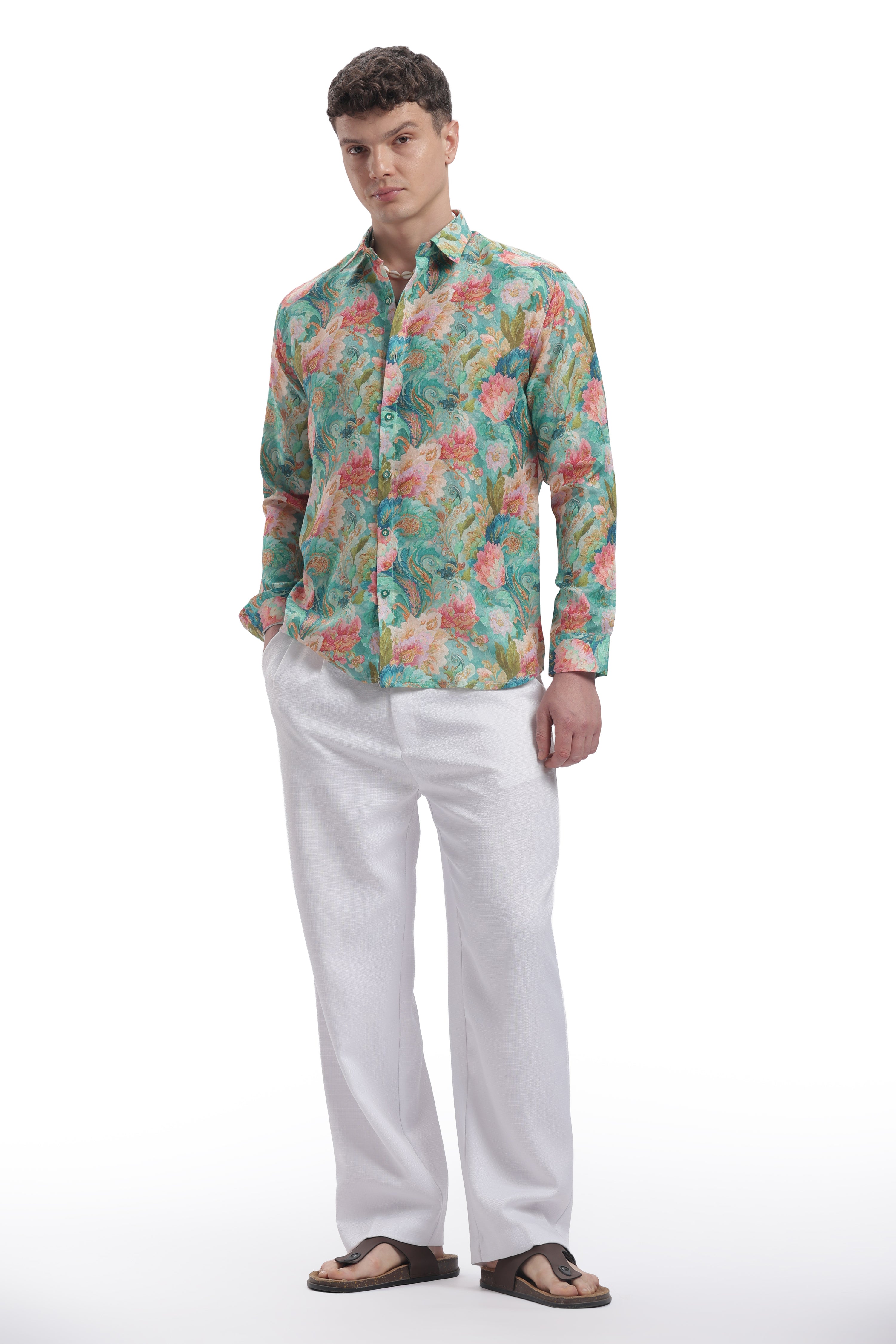 I'MHERE Essentials Pastel Green & Peach full sleeve shirt