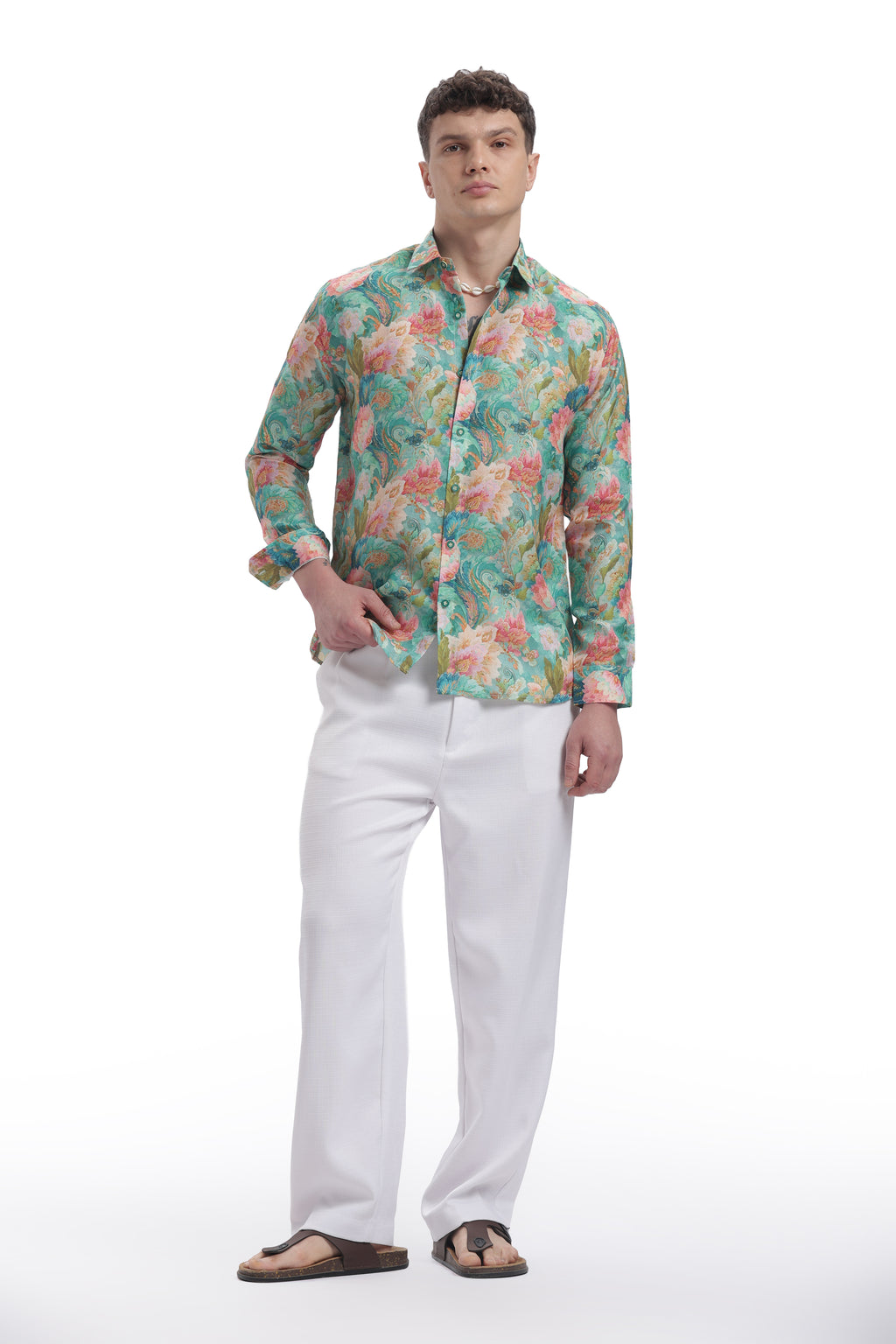 I'MHERE Essentials Pastel Green & Peach full sleeve shirt