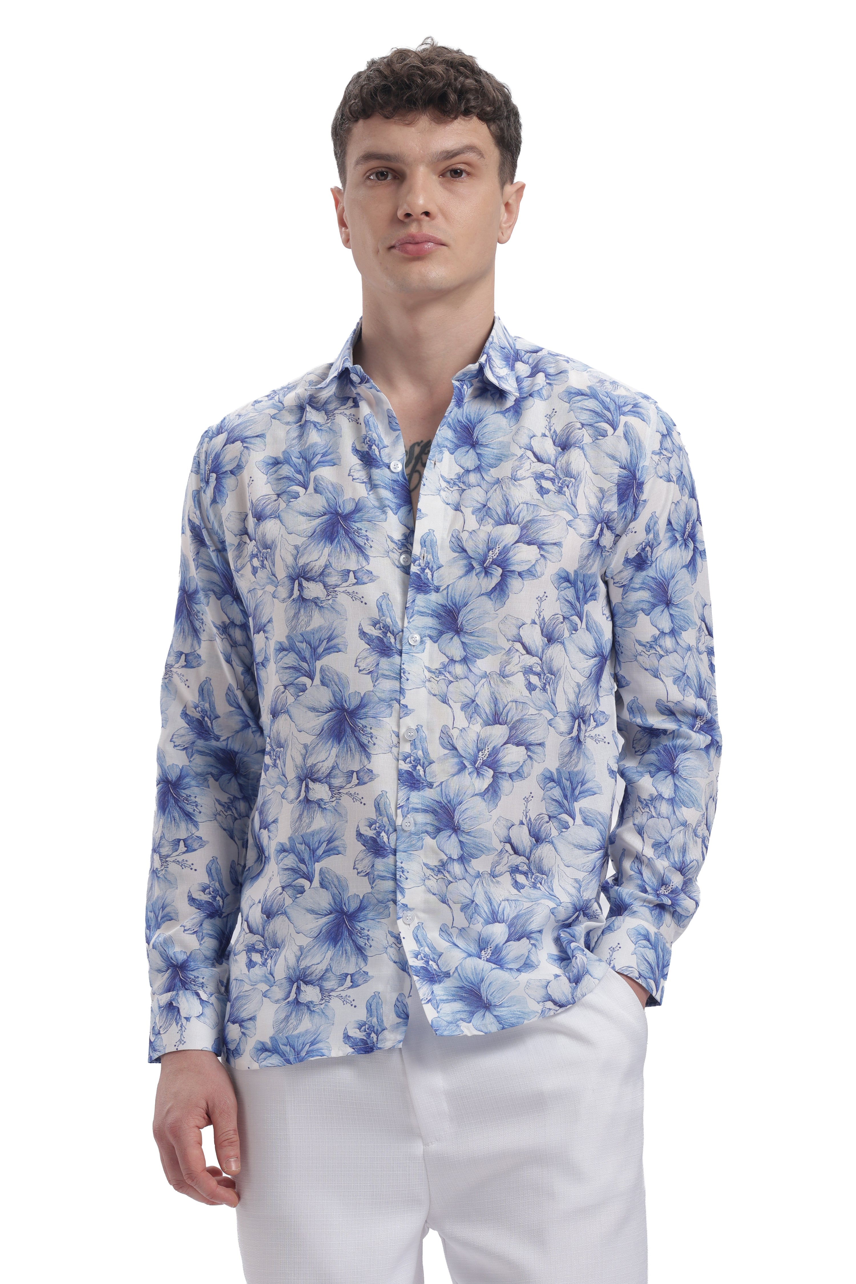 I'MHERE Essentials Blue Micron floral full sleeve shirt