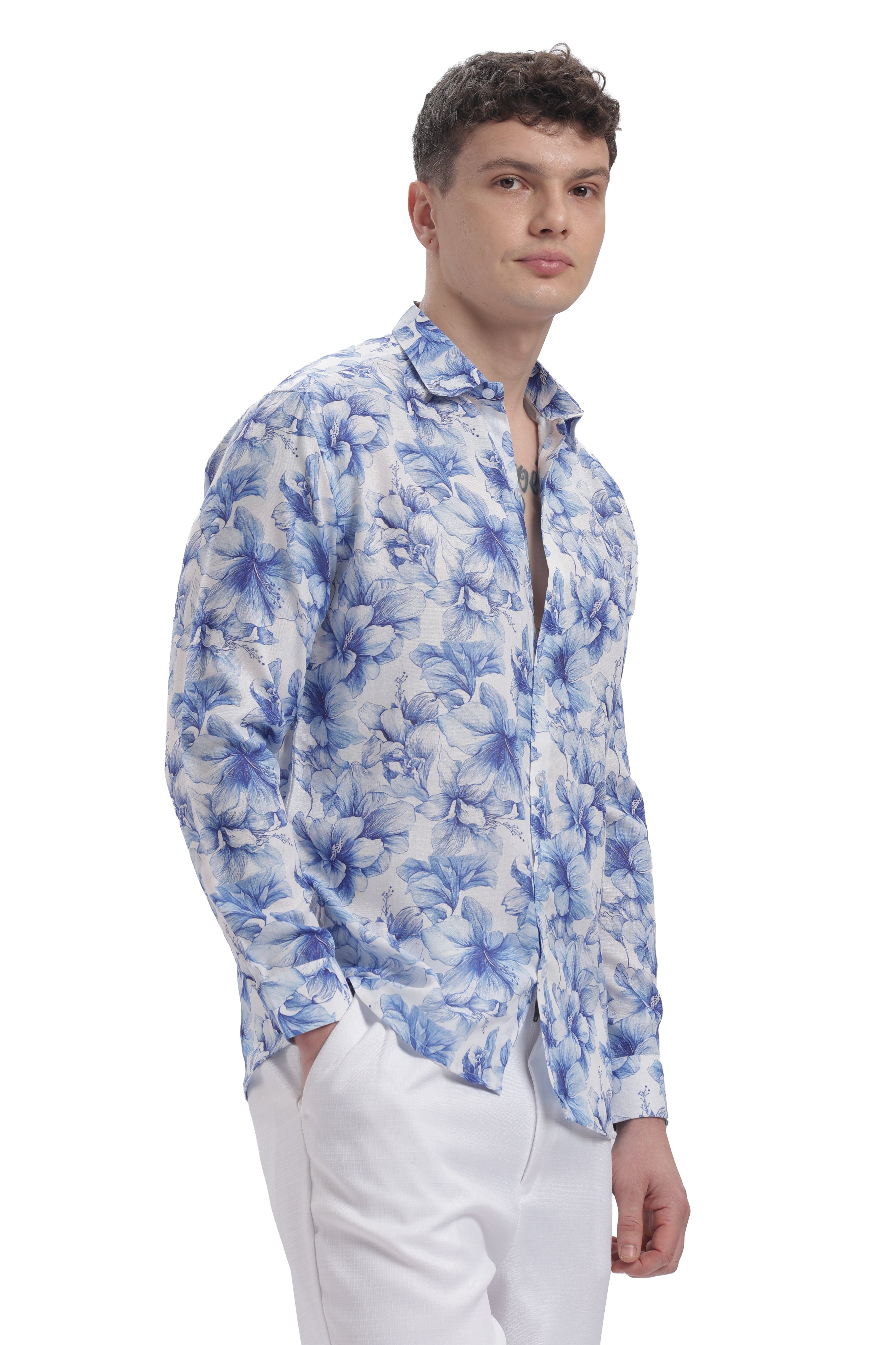 I'MHERE Essentials Blue Micron floral full sleeve shirt