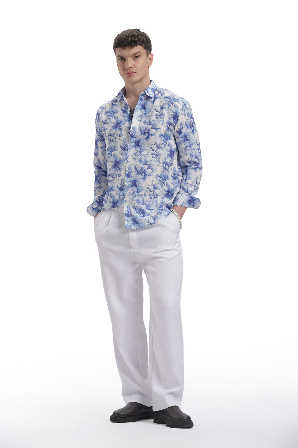I'MHERE Essentials Blue Micron floral full sleeve shirt