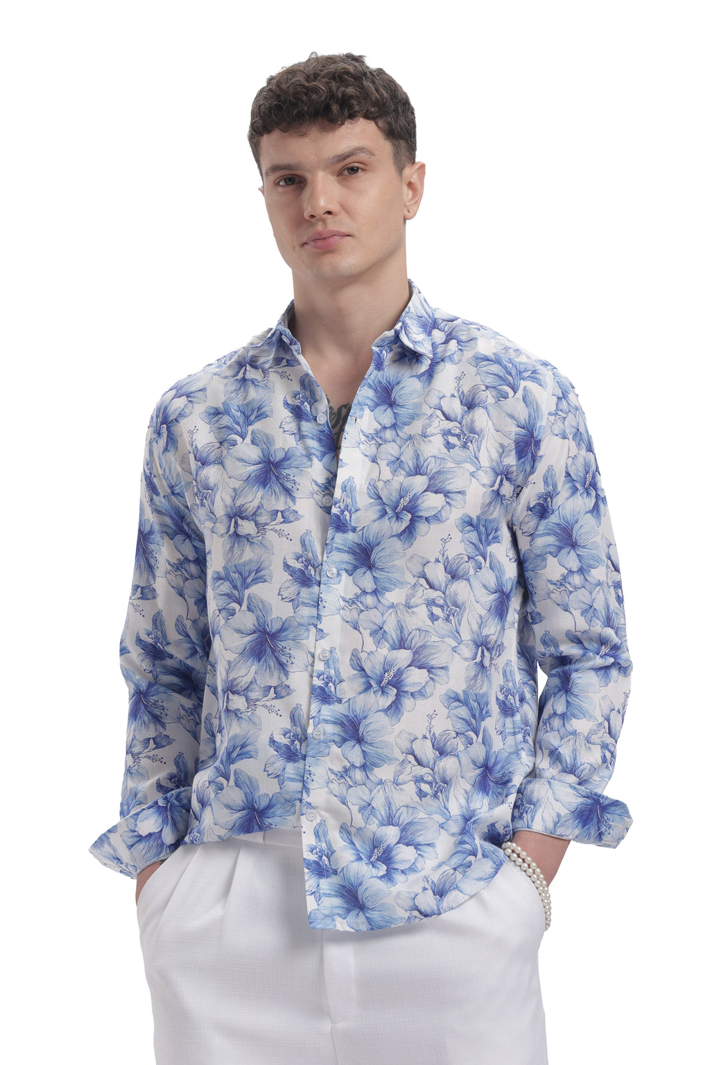 I'MHERE Essentials Blue Micron floral full sleeve shirt