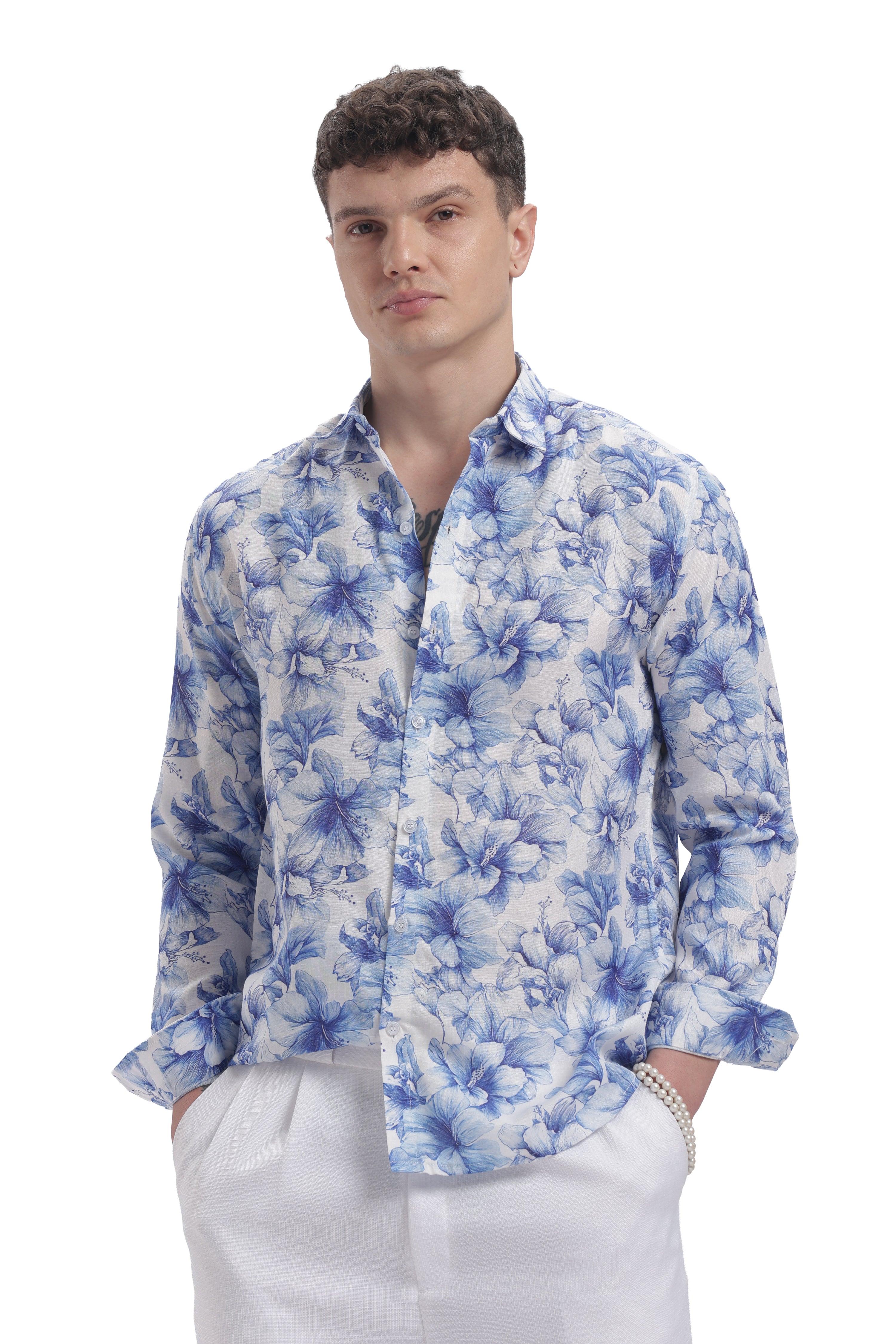I'MHERE Essentials Blue Micron floral full sleeve shirt