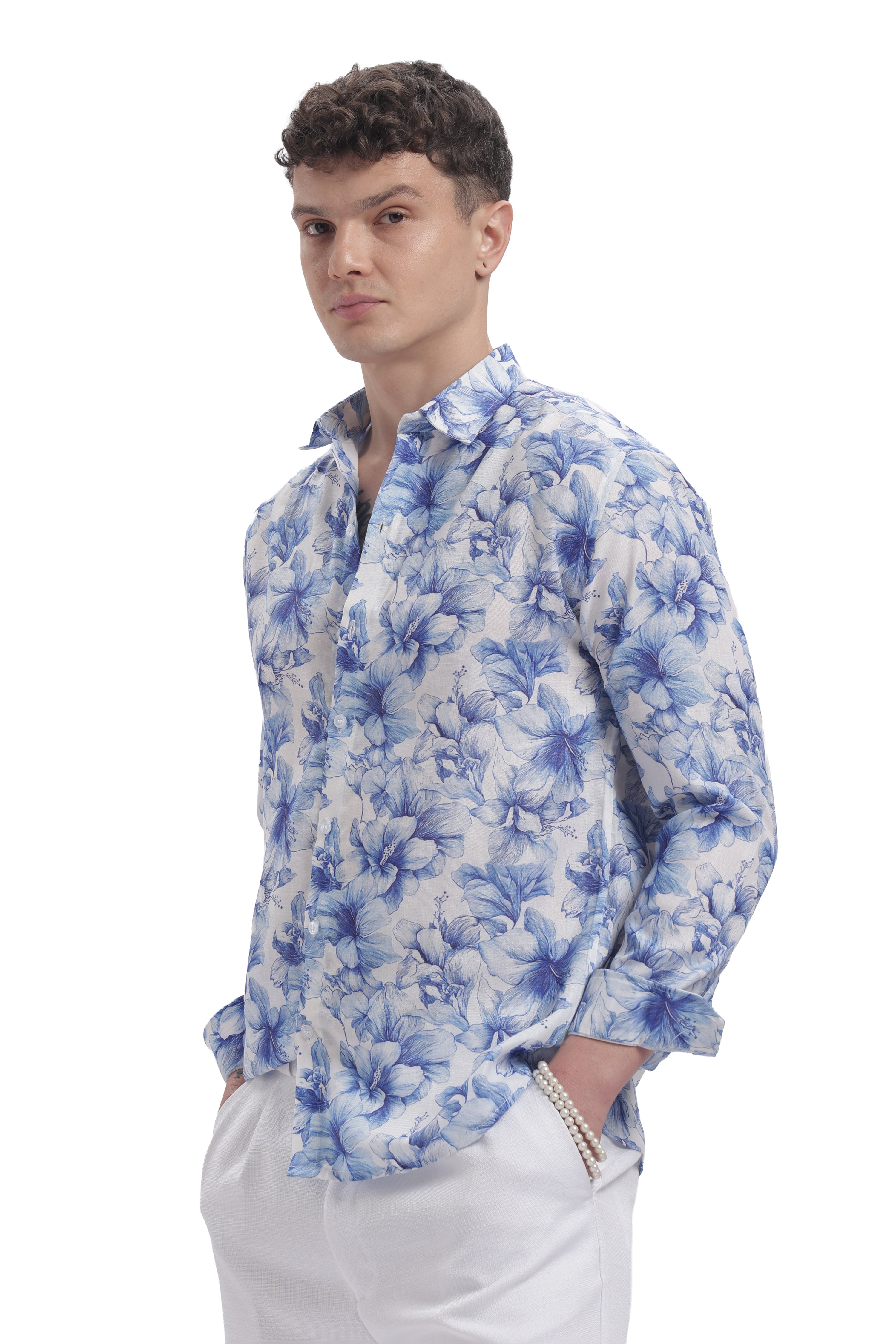 I'MHERE Essentials Blue Micron floral full sleeve shirt