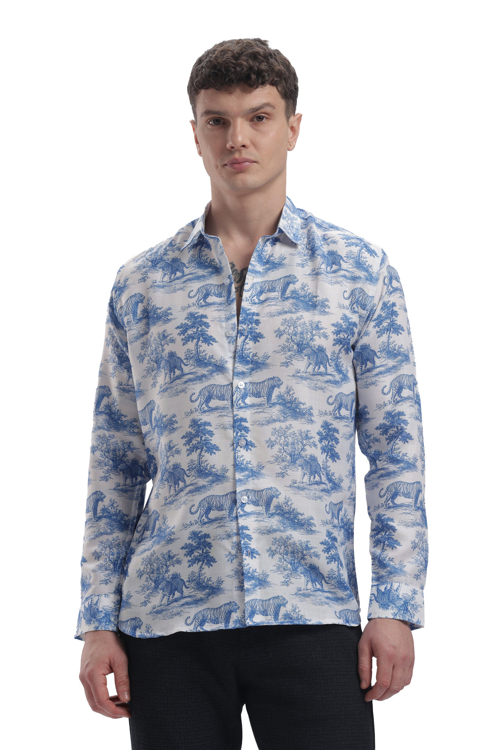 Tiger toile I'MHERE Essential full sleeve shirt