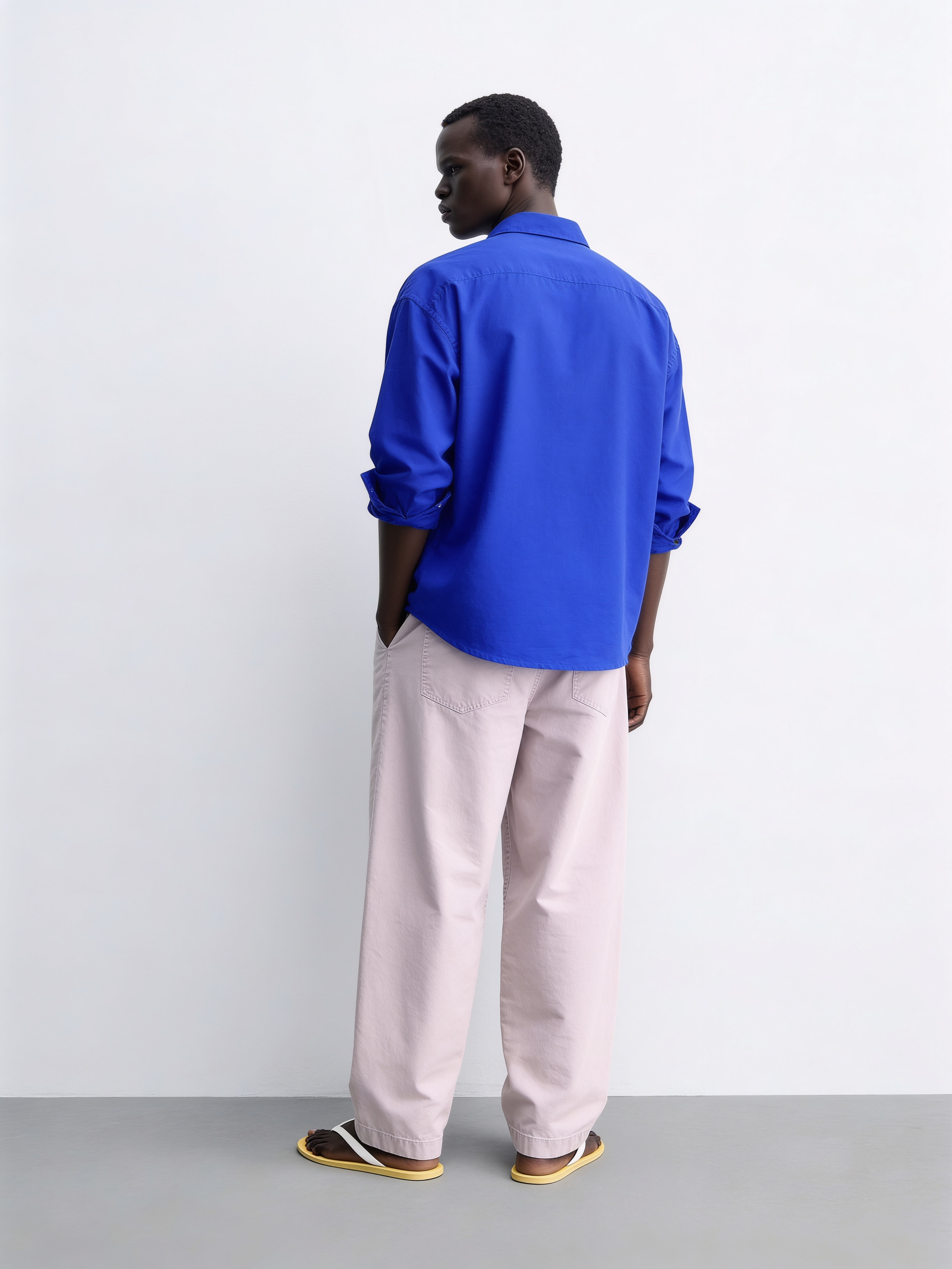 Main Character | Cropped Relaxed-Fit Drop-Shoulder Shirt | Blueberry