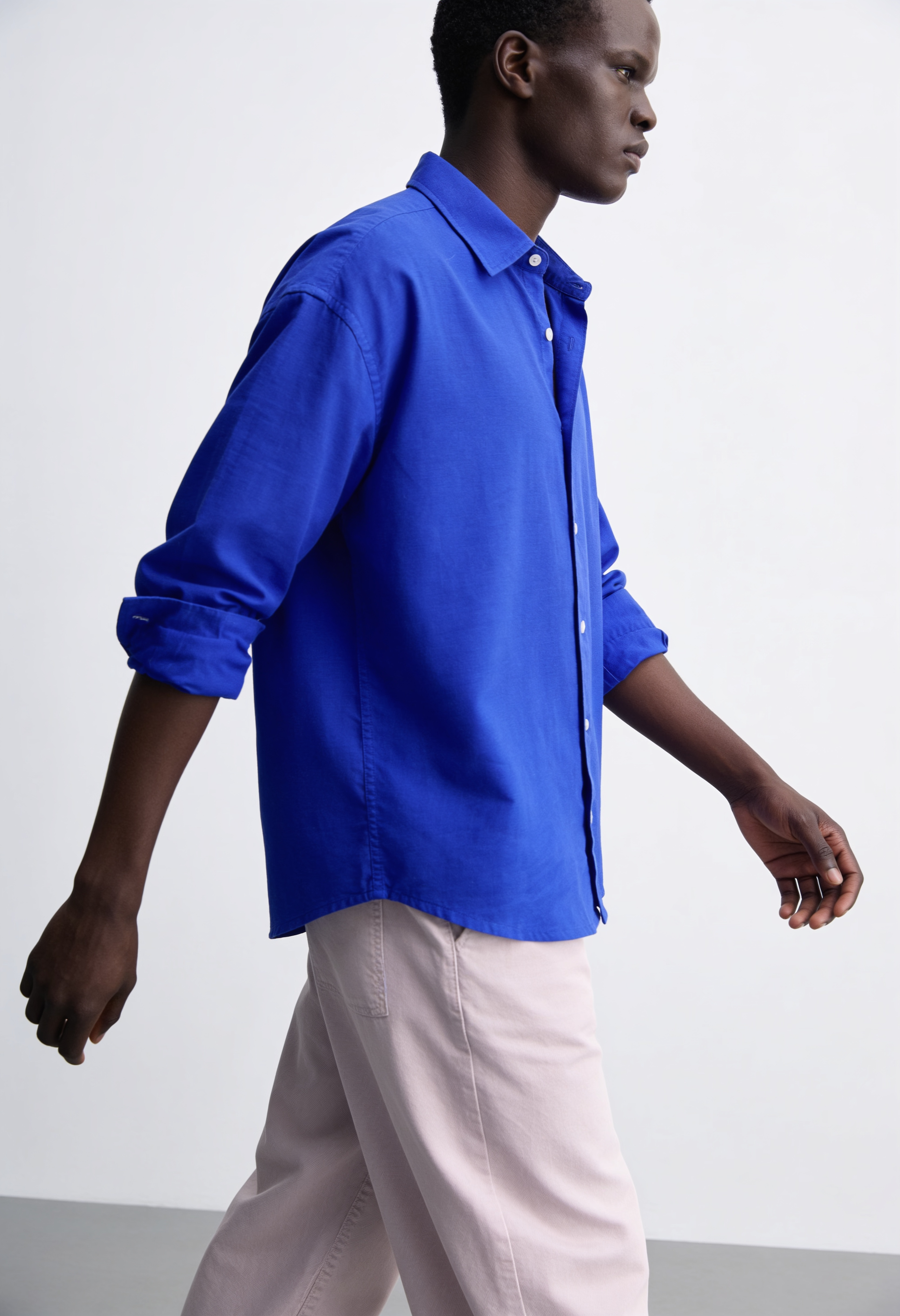 Main Character | Cropped Relaxed-Fit Drop-Shoulder Shirt | Blueberry