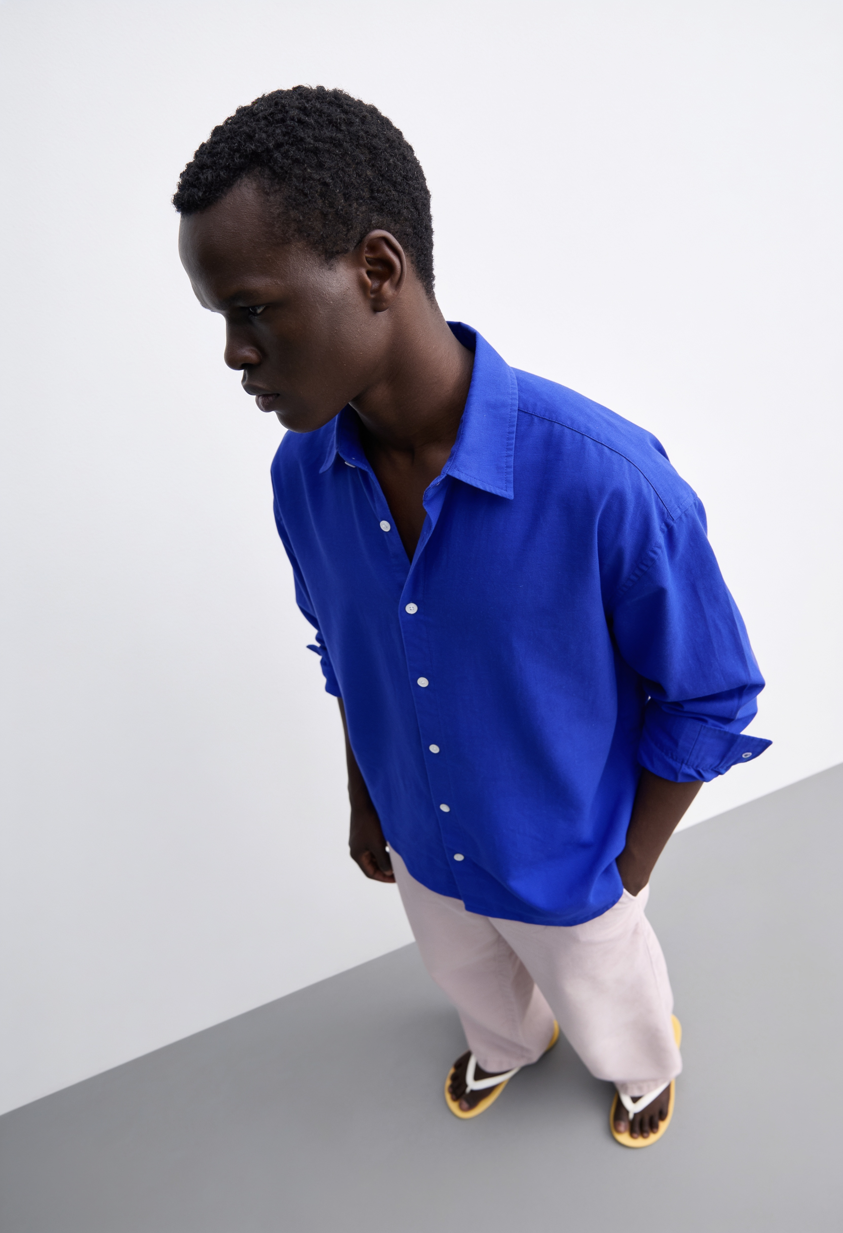 Main Character | Cropped Relaxed-Fit Drop-Shoulder Shirt | Blueberry