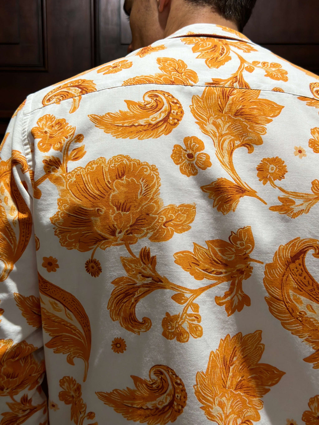Marigold Golden Floral Printed Full Sleeve Shirt | I'M HERE