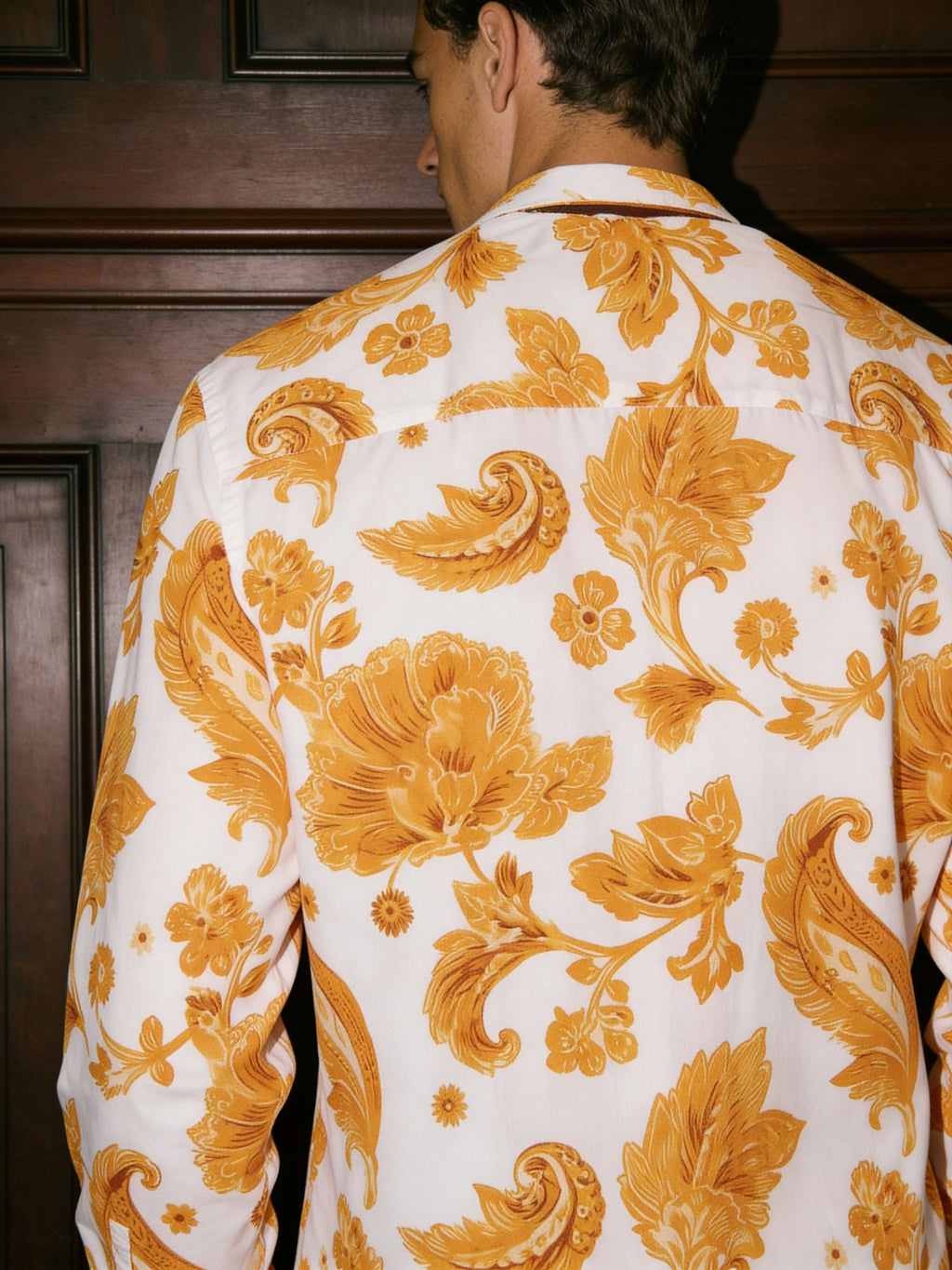 Marigold Golden Floral Printed Full Sleeve Shirt | I'M HERE