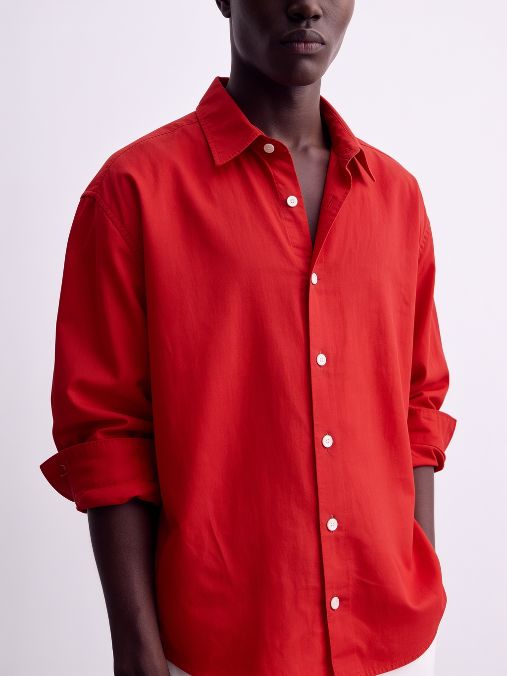 Main Character | Cropped Relaxed-Fit Drop-Shoulder Shirt | Hot Sauce