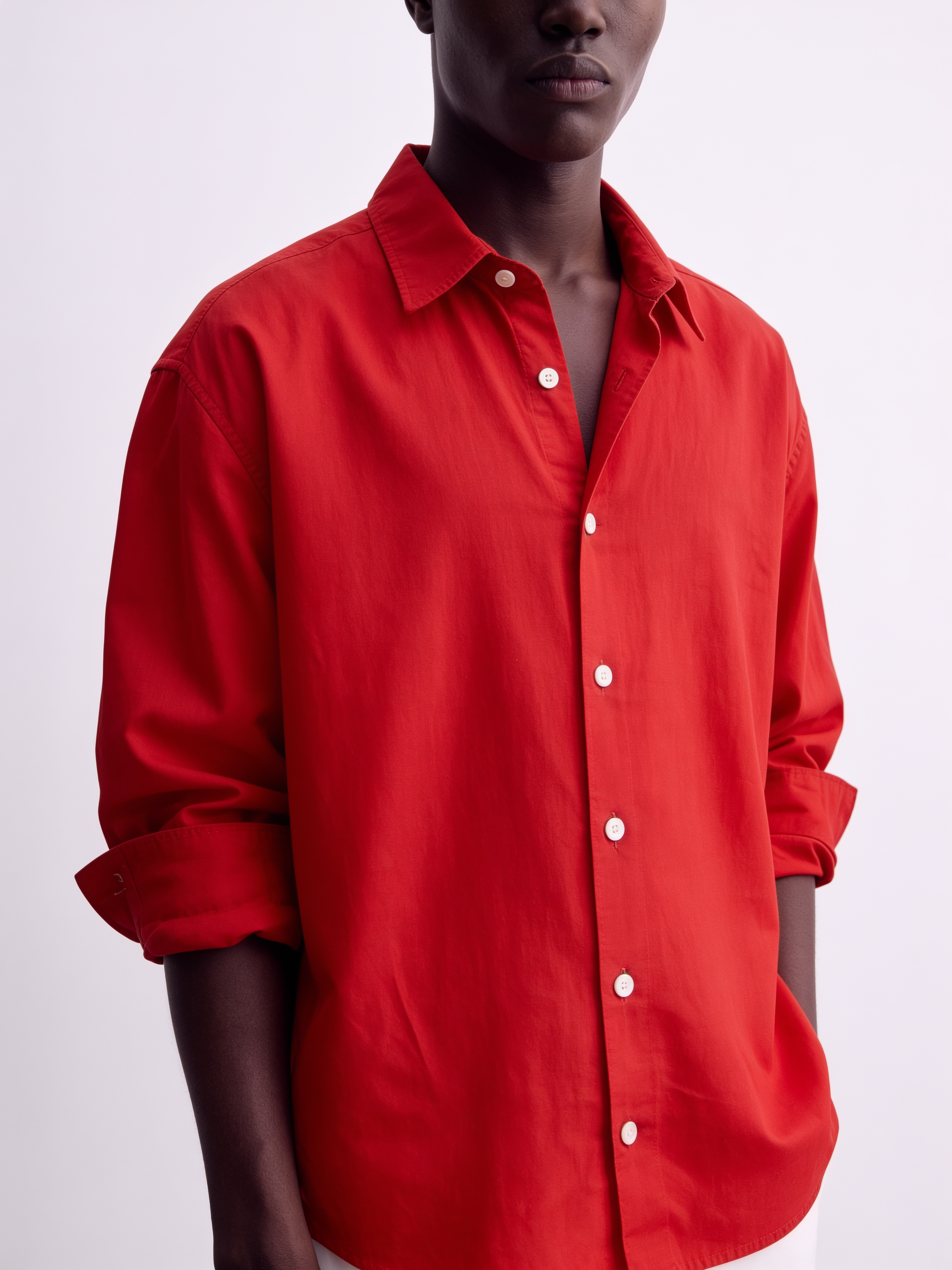 Main Character | Cropped Relaxed-Fit Drop-Shoulder Shirt | Hot Sauce