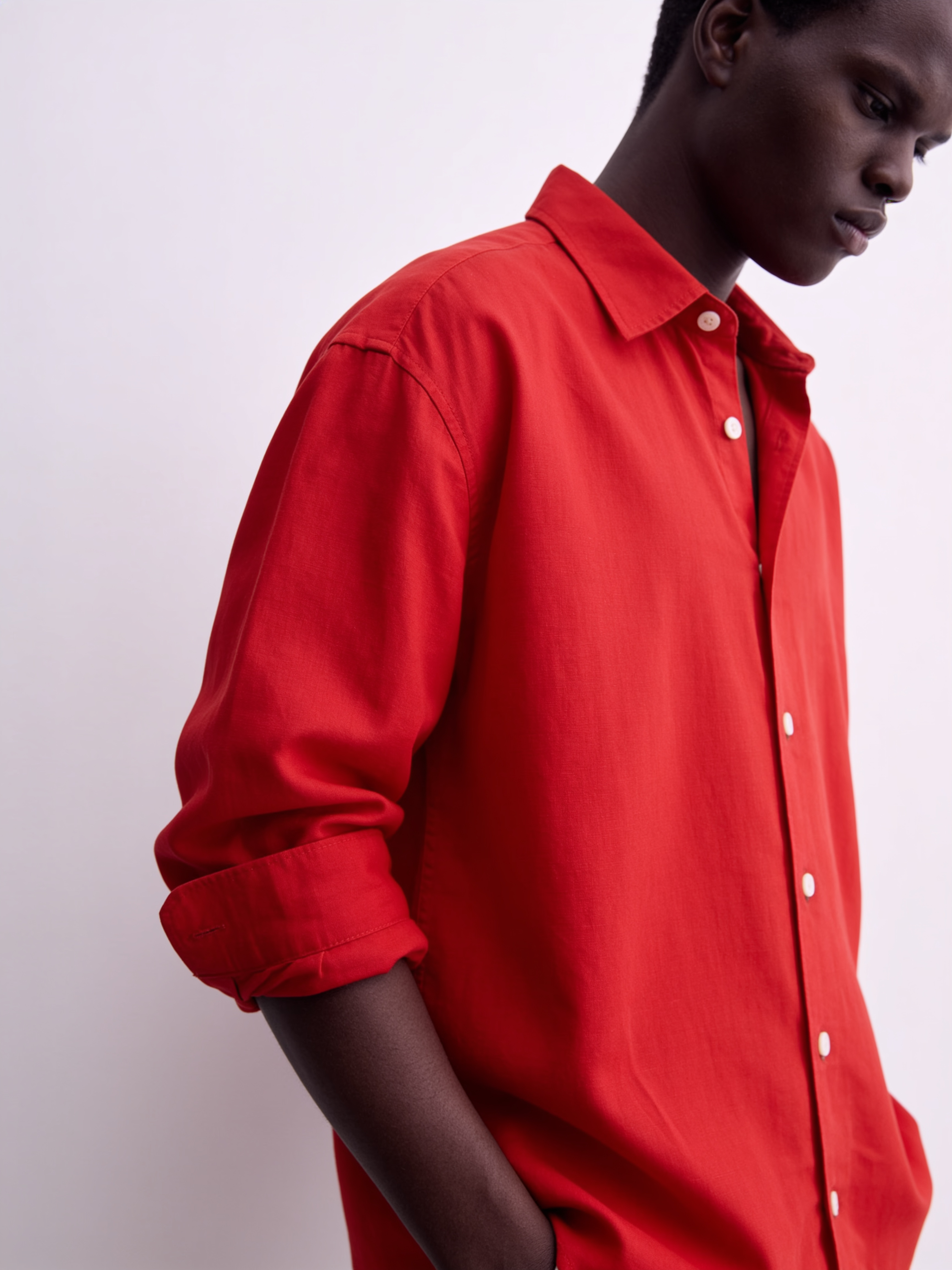 Main Character | Cropped Relaxed-Fit Drop-Shoulder Shirt | Hot Sauce