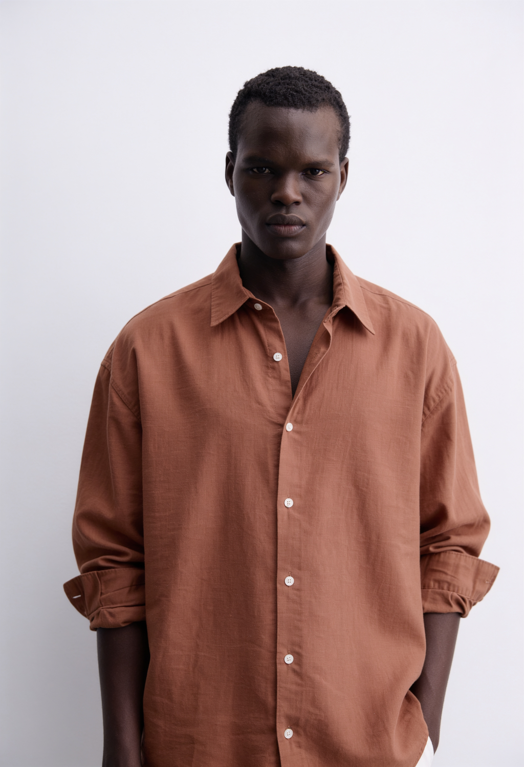 Main Character | Cropped Relaxed-Fit Drop-Shoulder Shirt | Espresso