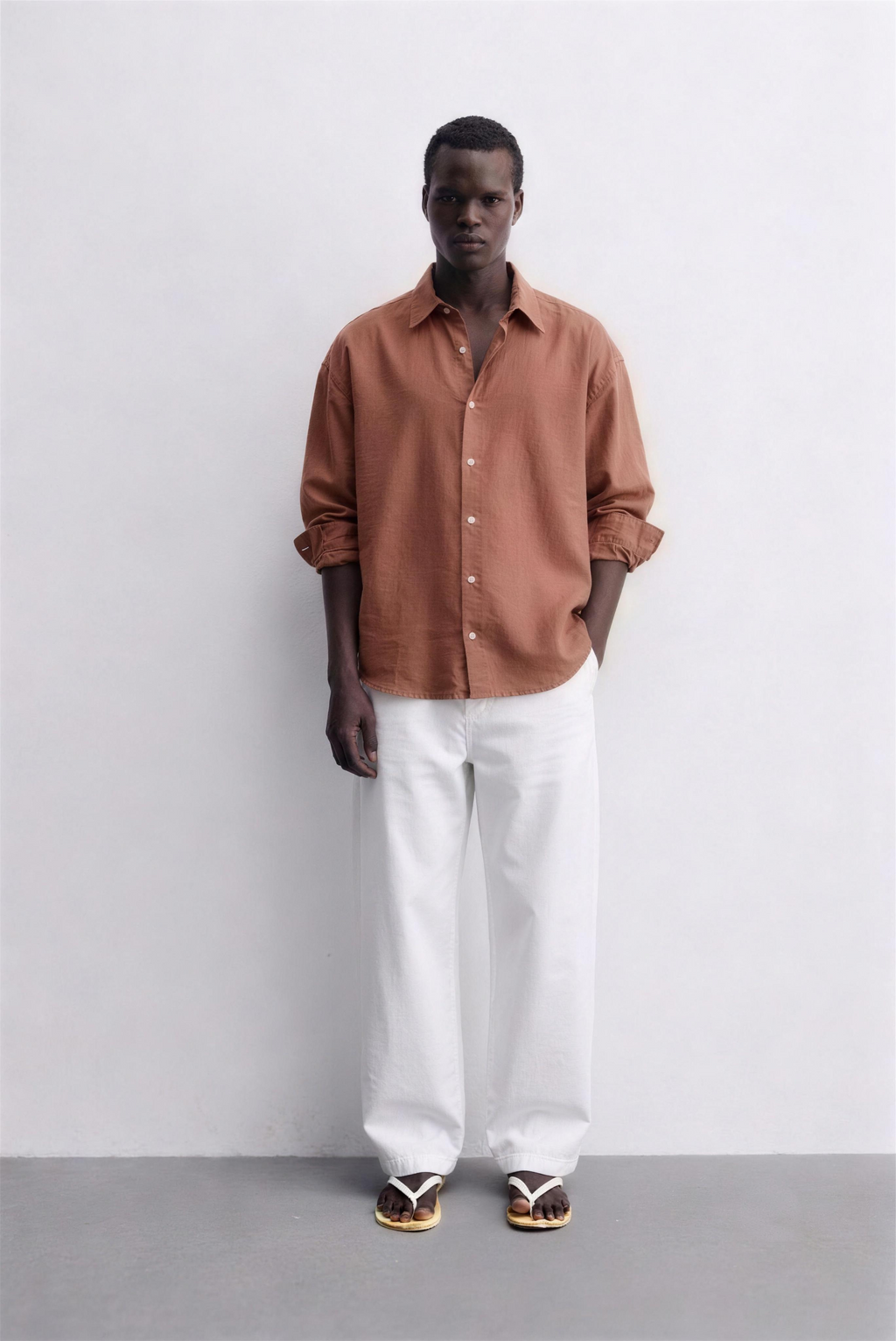 Main Character | Cropped Relaxed-Fit Drop-Shoulder Shirt | Espresso