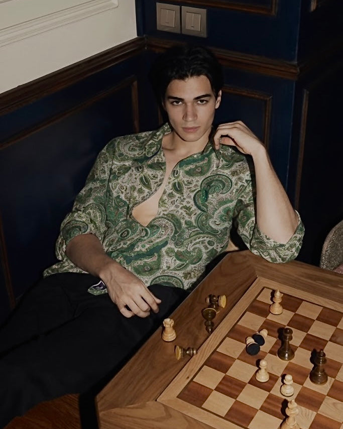 I'MHERE Essentials Moss Green Paisley full sleeve shirt