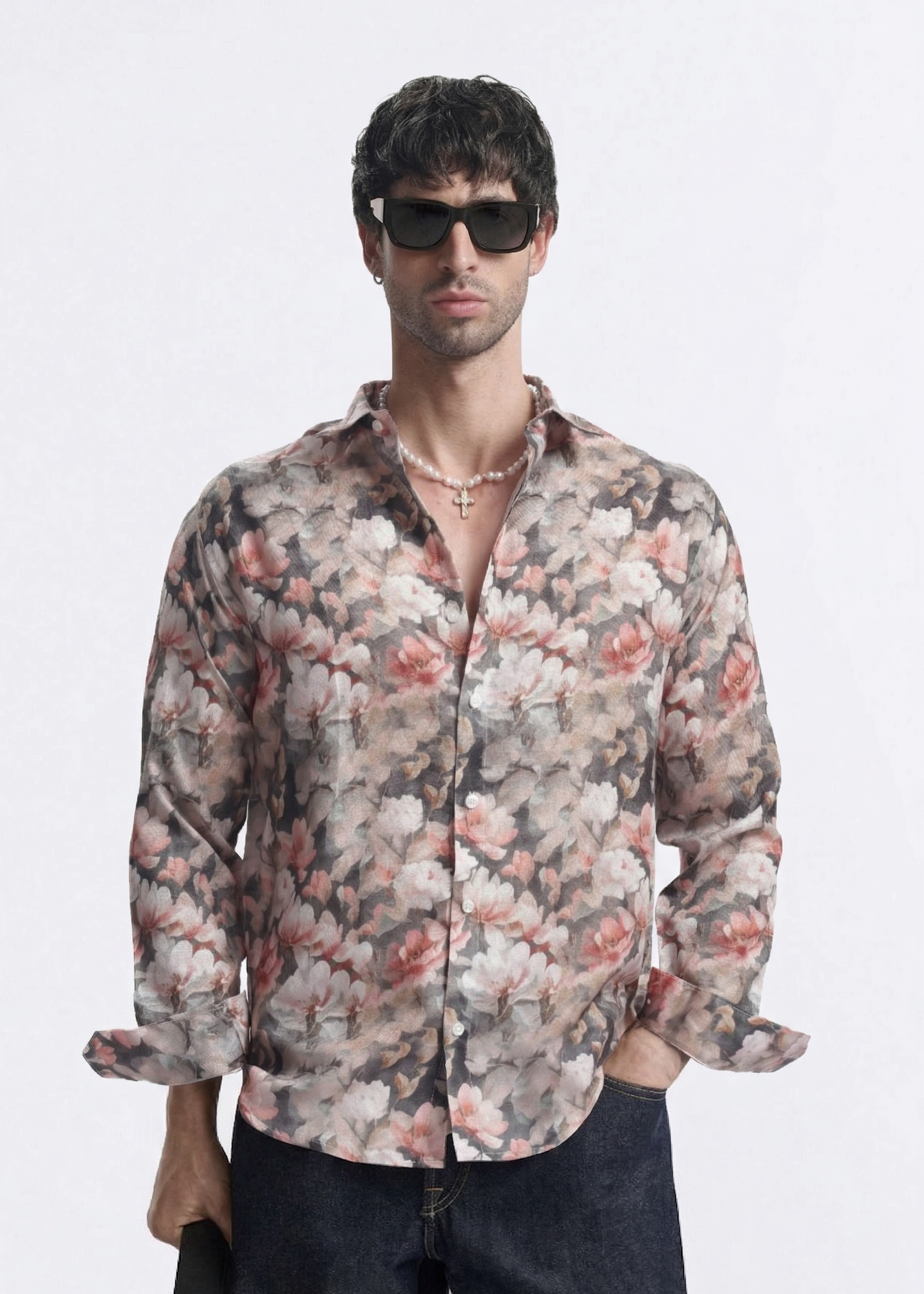 Monet Grey Rose Floral Print Shirt – I’M HERE — inspired by Claude Monet