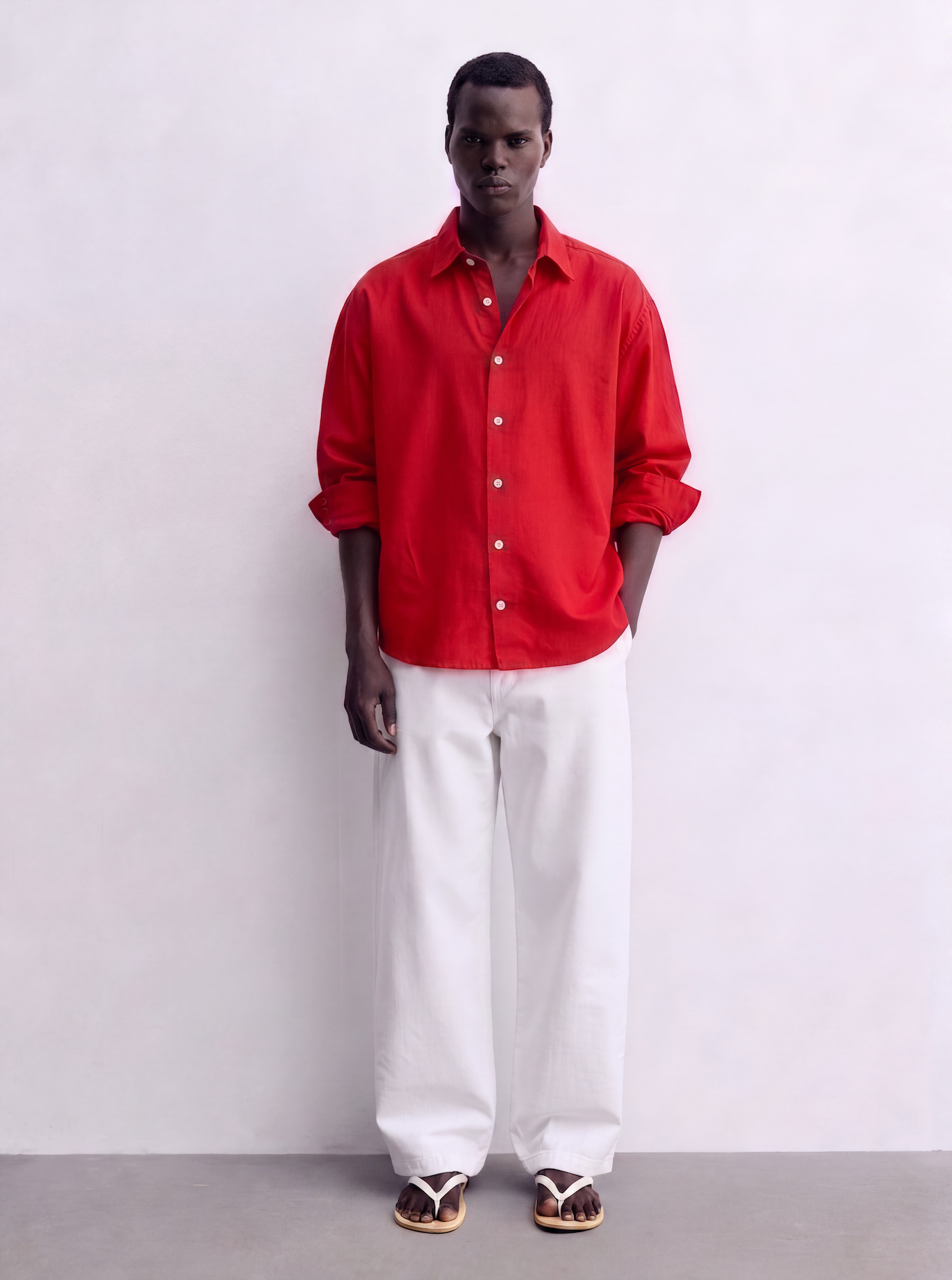 Main Character | Cropped Relaxed-Fit Drop-Shoulder Shirt | Hot Sauce