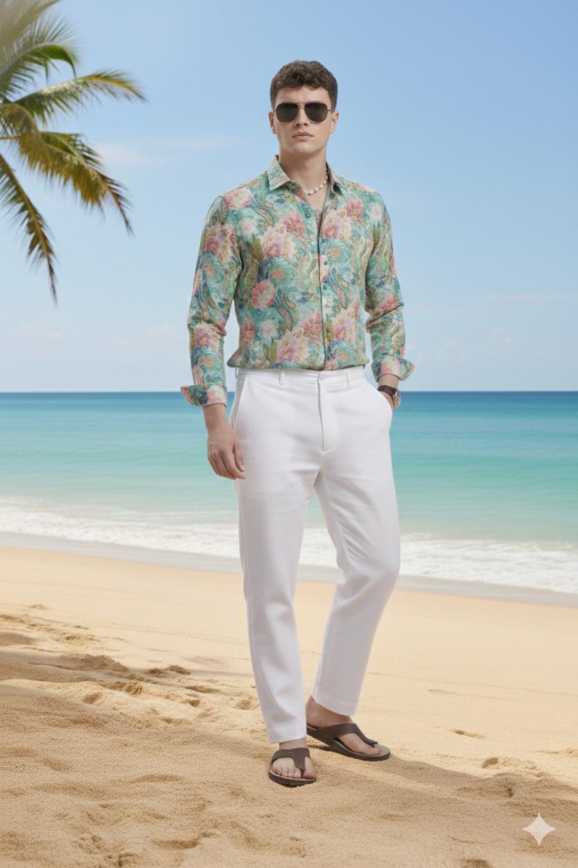 I'MHERE Essentials Pastel Green & Peach full sleeve shirt