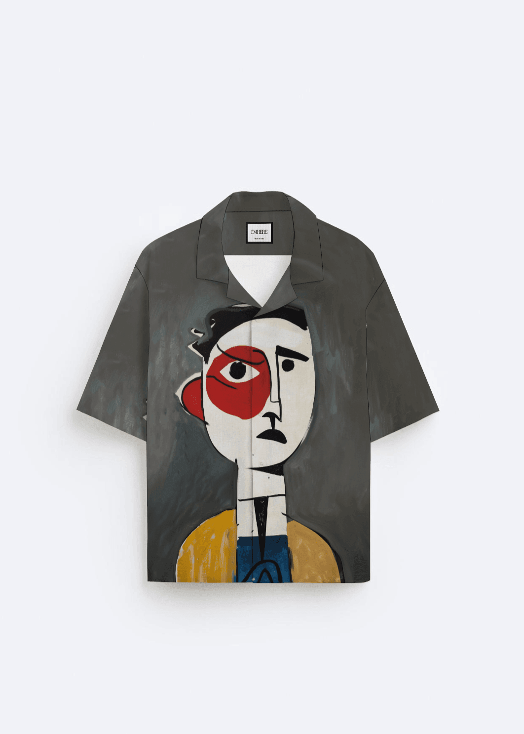 Abstract portrait Resort collar shirt - I'M HERE