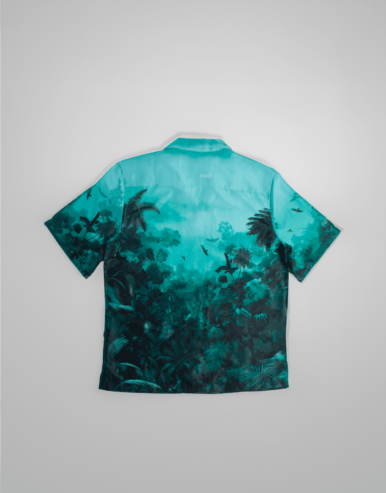 Teal forest portrait Resort collar shirt - I'M HERE