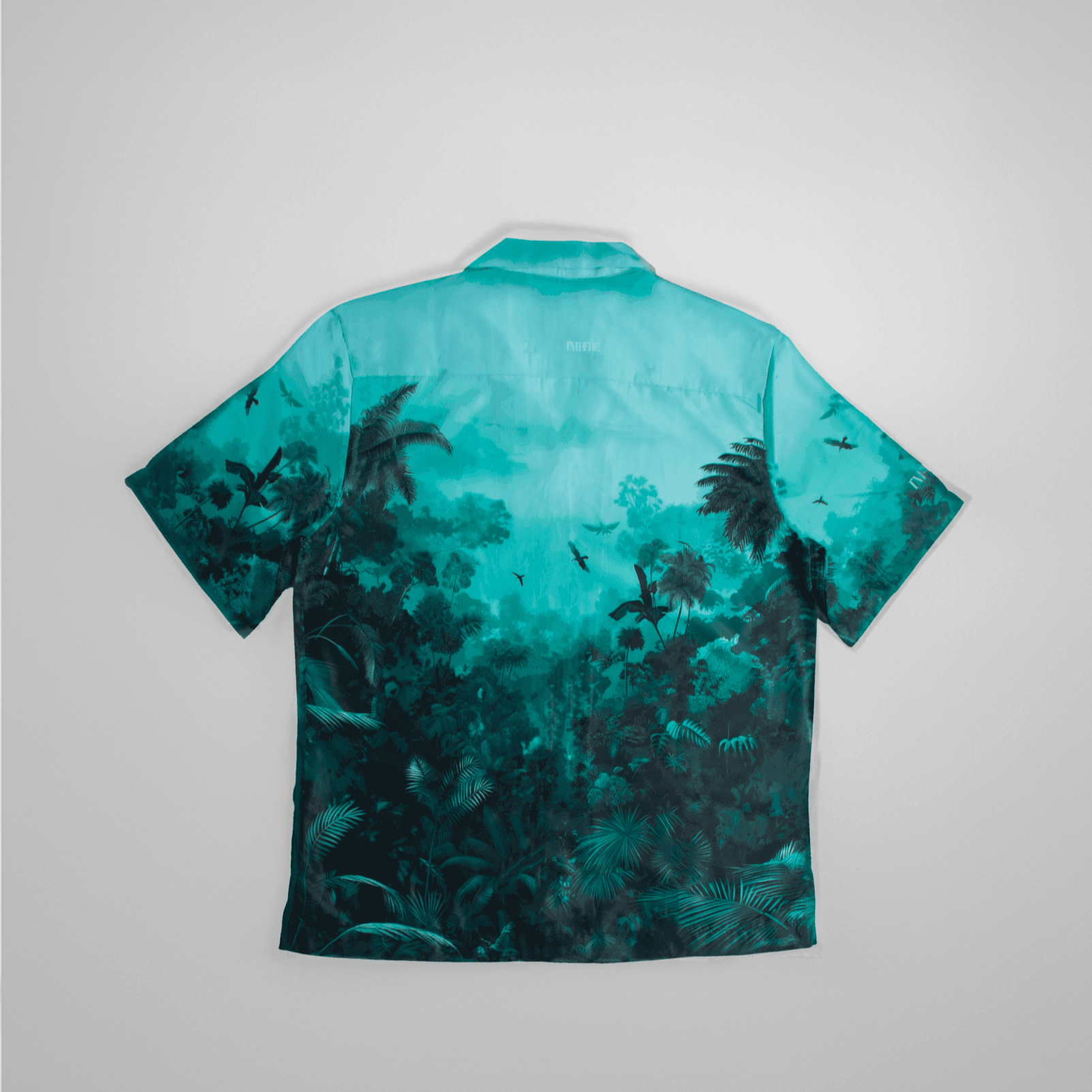 Teal forest portrait Resort collar shirt - I'M HERE